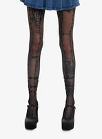 Patterned Lace-Up Tights