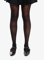 Black Rhinestone Argyle Tights