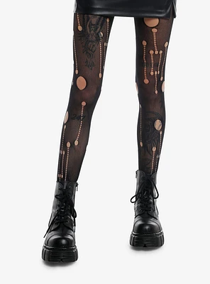 Black Distressed Thigh High Tights