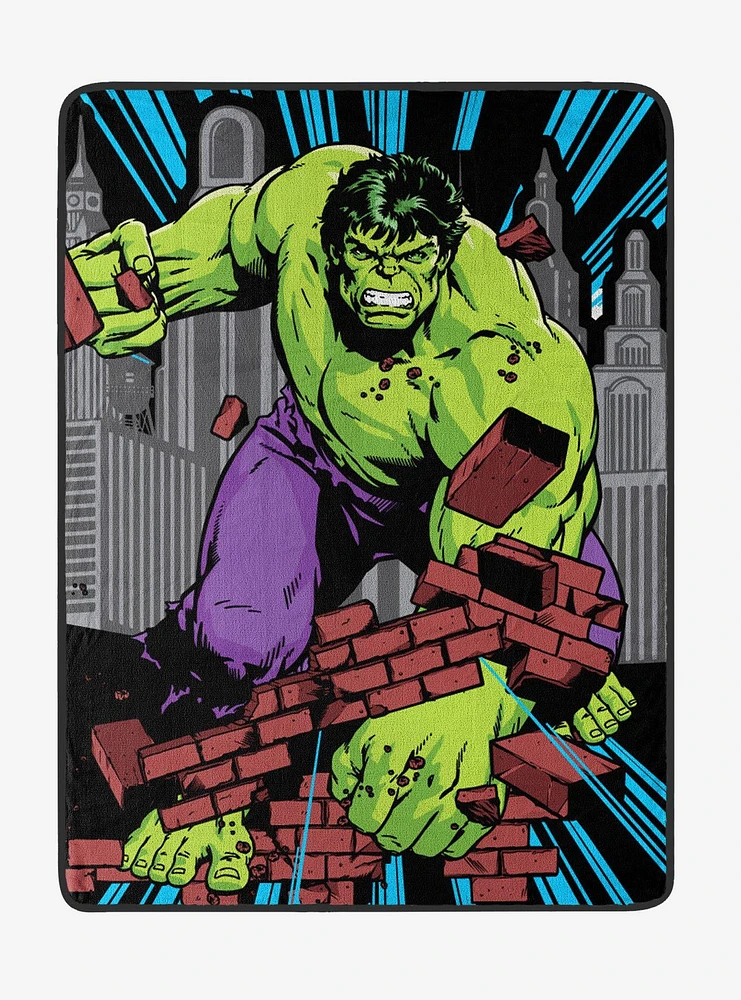 Marvel Hulk Breaking Bricks Micro Raschel Throw