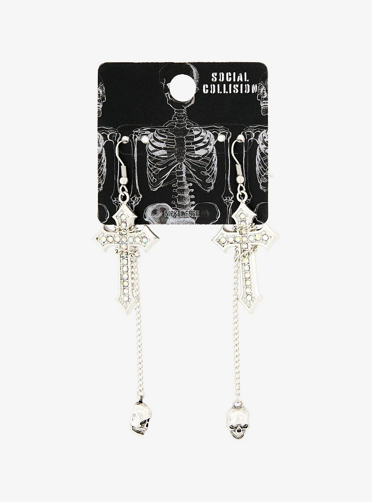 Social Collision Skull Gothic Cross Earrings