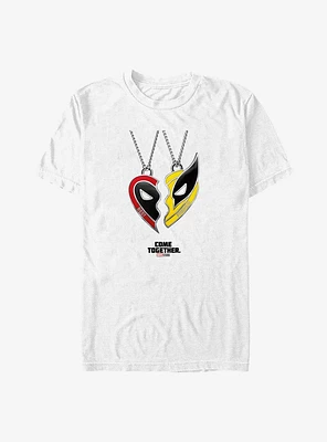 Marvel Deadpool & Wolverine Friendship Heart Necklace Big Tall T-Shirt