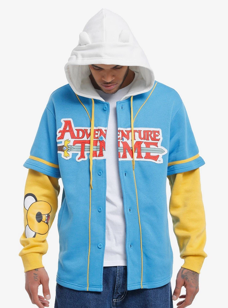 Adventure Time Finn Jake Jersey Twofer Hoodie