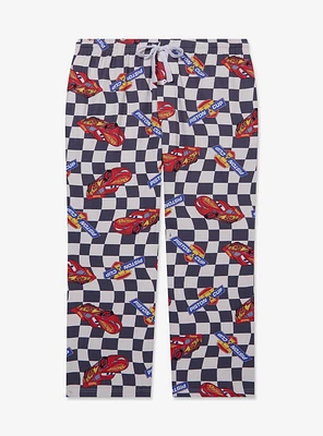 Disney Pixar Cars Lightning McQueen Checkered Allover Print Women's Plus Sleep Pants - BoxLunch Exclusive