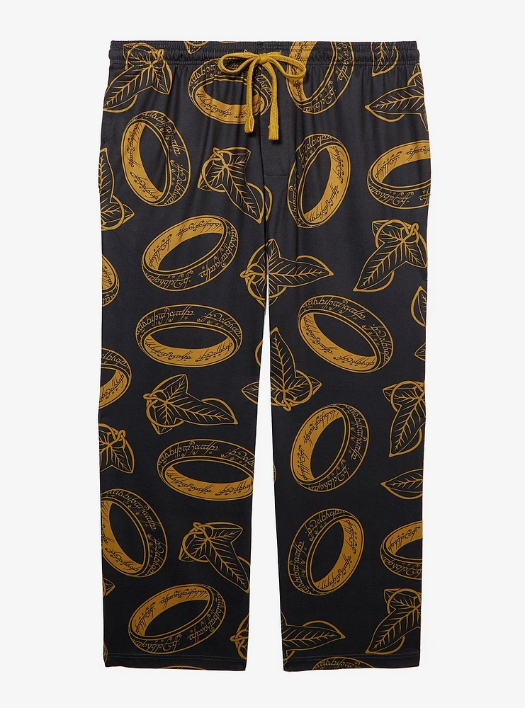 the Lord of Rings One Ring & Leaves Lórien Allover Print Women's Plus Sleep Pants - BoxLunch Exclusive