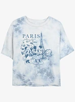 Disney Mickey Mouse & Minnie Drawing Paris Tie Dye Crop Girls T-Shirt