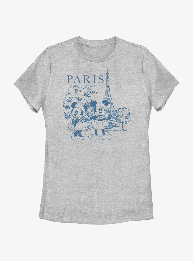 Disney Mickey Mouse & Minnie Drawing Paris Womens T-Shirt