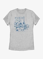 Disney Mickey Mouse & Minnie Drawing Paris Womens T-Shirt