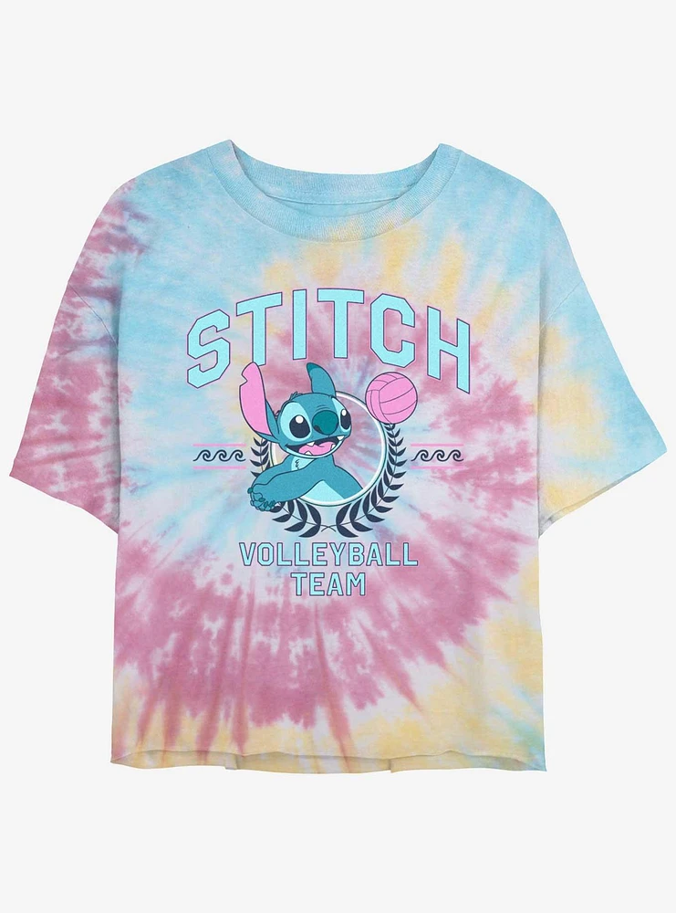 Disney Lilo & Stitch Volleyball Team Tie Dye Crop Girls T-Shirt