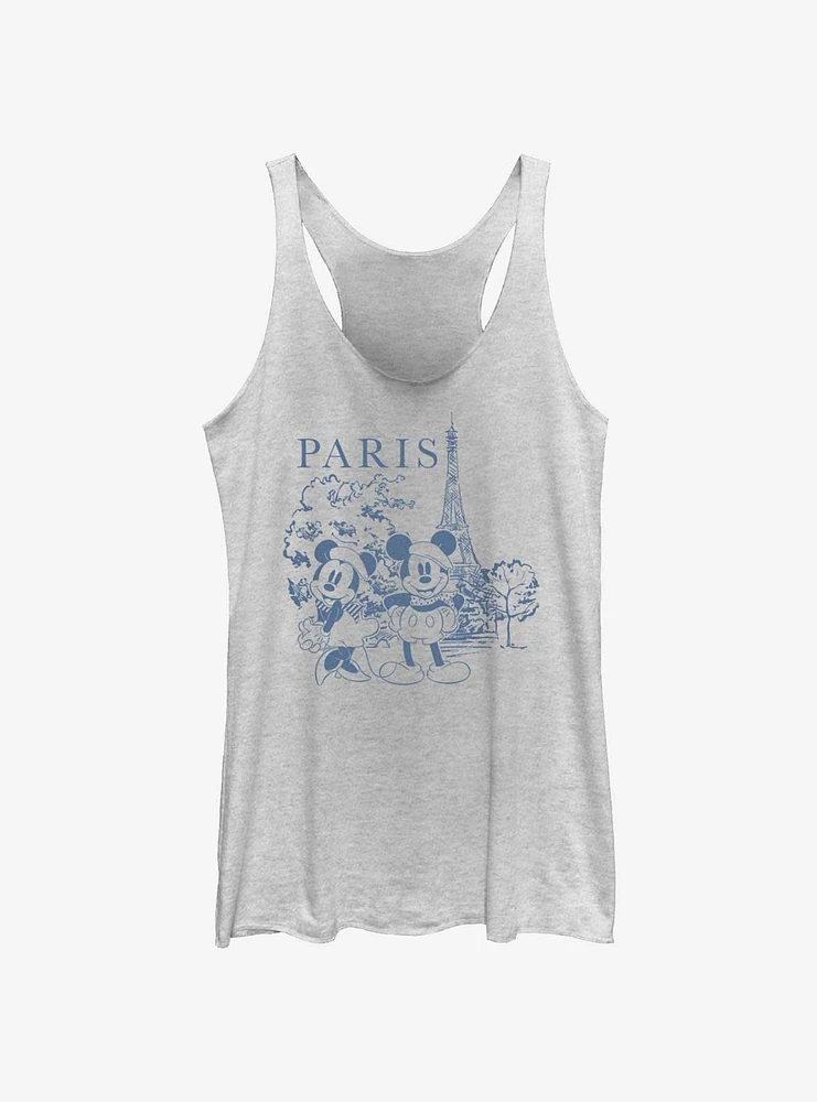 Disney Mickey Mouse & Minnie Drawing Paris Womens Tank Top