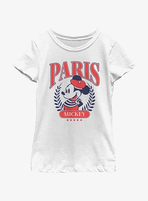 Disney Mickey Mouse Paris Collegiate Crest Style Youth Girls T-Shirt