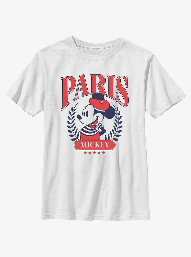 Disney Mickey Mouse Paris Collegiate Crest Style Youth T-Shirt