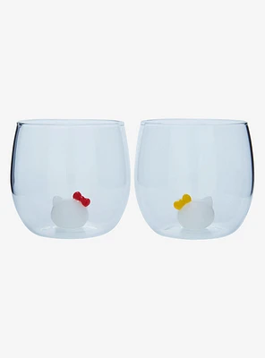 JoyJolt Sanrio Hello Kitty & Mimmy 3D Heads Glass Set