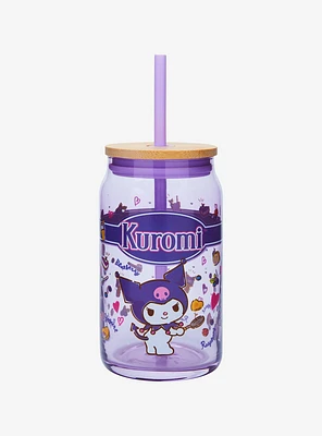 JoyJolt Sanrio Kuromi Glass Tumbler and Straw