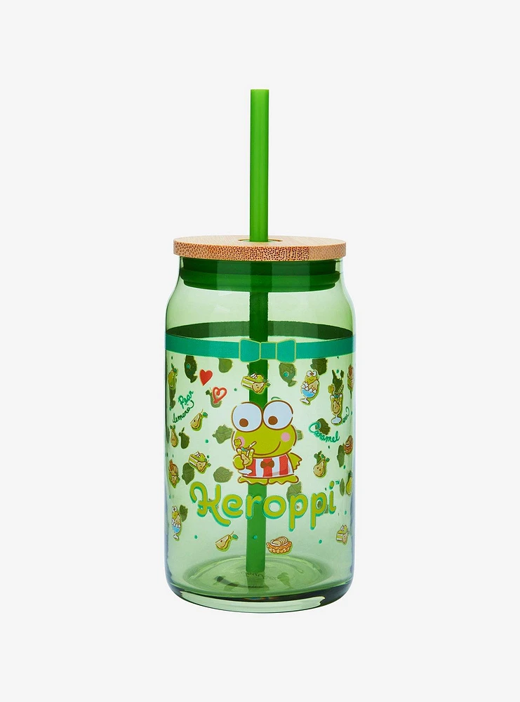 JoyJolt Sanrio Keroppi Glass Tumbler and Straw