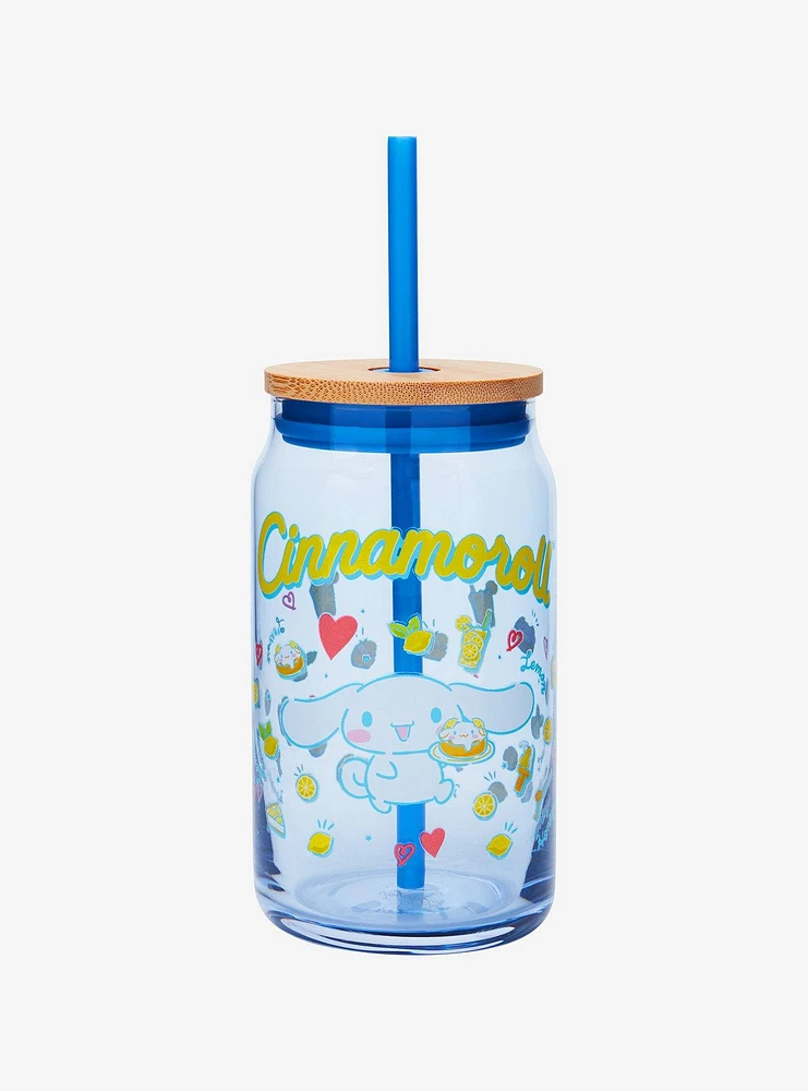 JoyJolt Sanrio Cinnamoroll Glass Tumbler and Straw