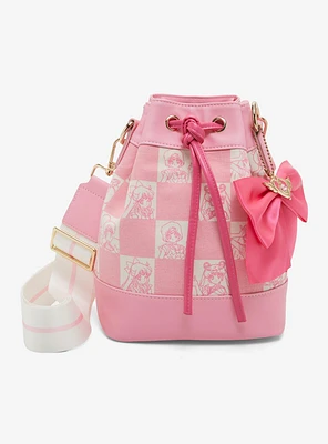 Sailor Moon Pink Checkered Bucket Crossbody Bag — BoxLunch Exclusive