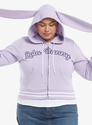 Looney Tunes Lola Bunny 3D Ears Girls Crop Hoodie Plus