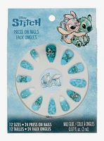 Disney Stitch Blue Flowers Faux Nail set