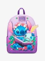 Loungefly Disney Lilo & Stitch Scrump & Stitch Reading Floral Mini Backpack - BoxLunch Exclusive