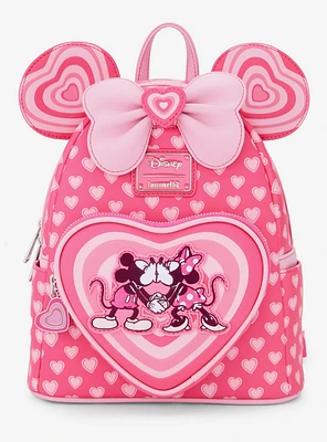 Loungefly Disney Mickey & Minnie Mouse Heart Ears Mini Backpack- BoxLunch Exclusive