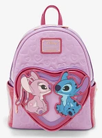 Loungefly Disney Lilo & Stitch Angel & Stitch Heart Moving Mini Backpack - BoxLunch Exclusive