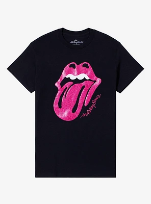 The Rolling Stones Glitter Logo Boyfriend Fit Girls T-Shirt