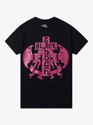 Black Sabbath Angels Pink Glitter Boyfriend Fit Girls T-Shirt