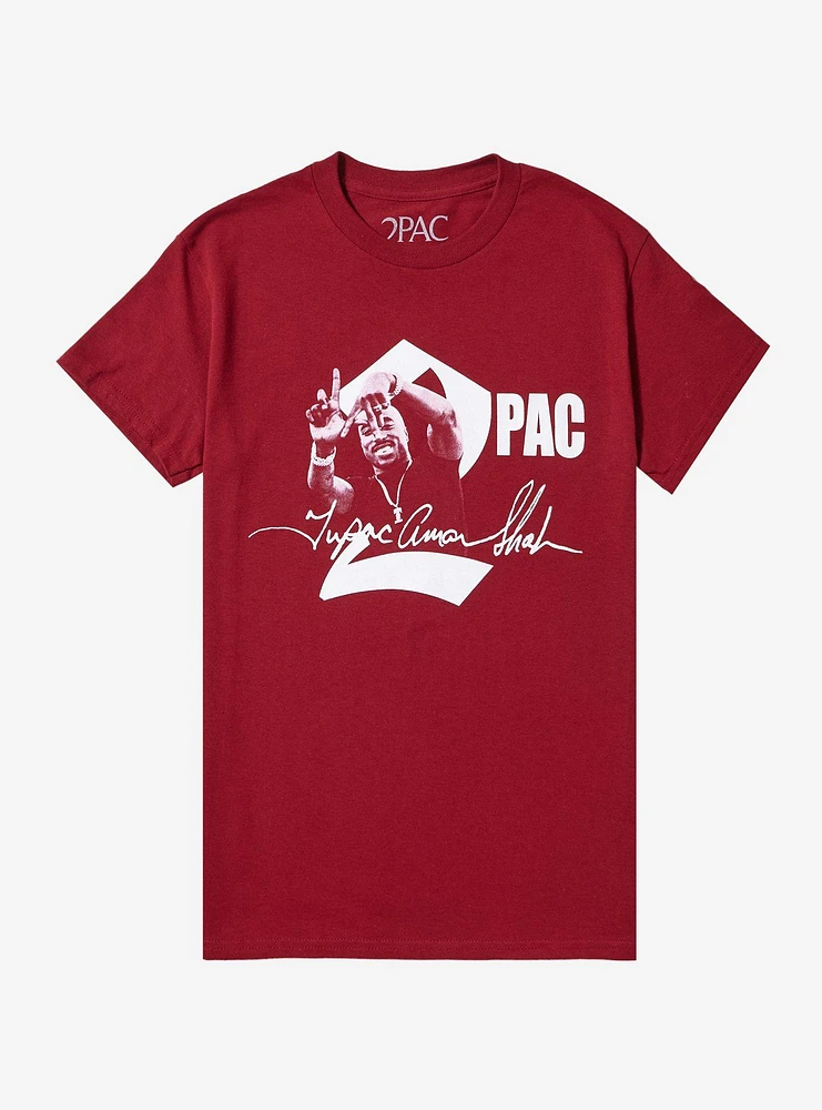 Tupac Portrait Signature Boyfriend Fit Girls T-Shirt