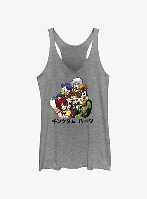 Disney Kingdom Hearts Group Stripes Womens Tank Top