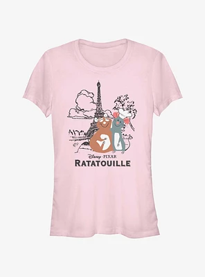 Disney Pixar Ratatouille Paris Drawing Girls T-Shirt