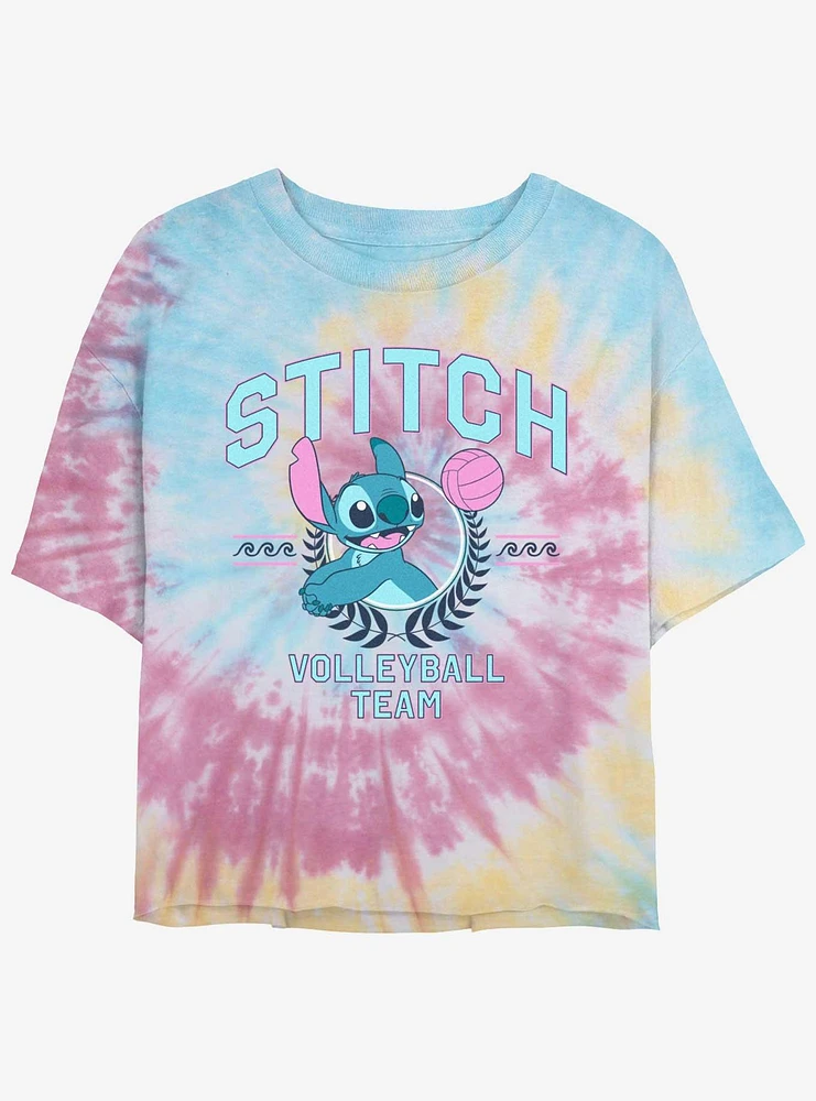 Disney Lilo & Stitch Volleyball Team Girls Tie-Dye Crop T-Shirt