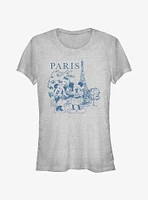 Disney Mickey Mouse & Minnie Couple Drawing Paris Girls T-Shirt