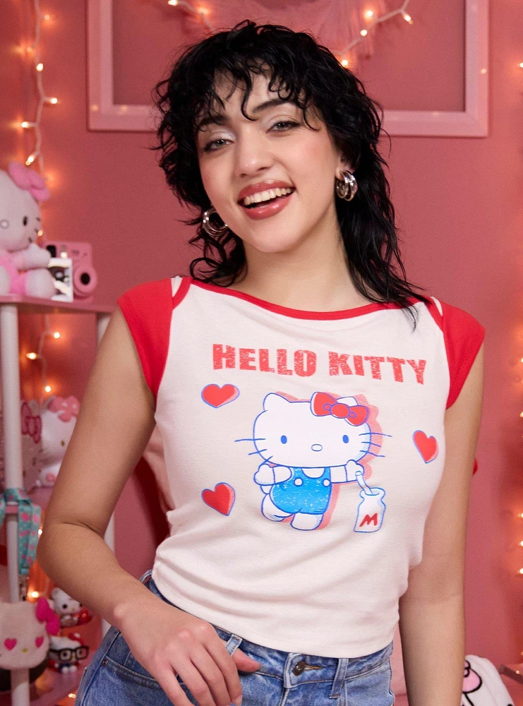 Hello Kitty Boatneck Girls Raglan Top