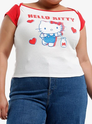 Hello Kitty Boatneck Girls Raglan Top Plus