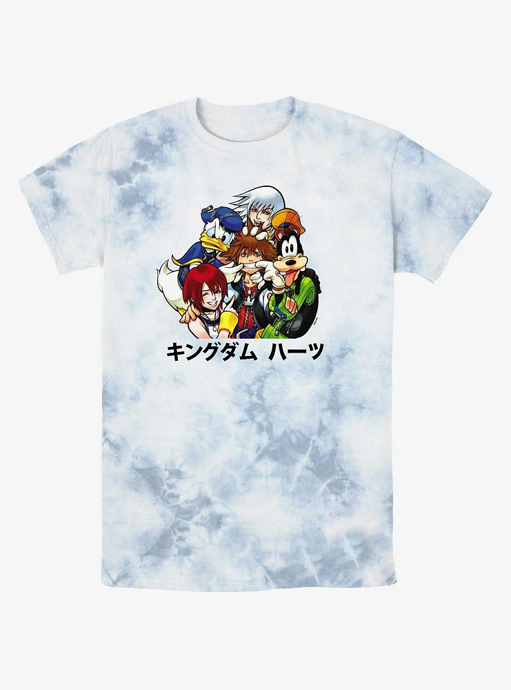 Disney Kingdom Hearts Group Stripes Tie-Dye T-Shirt