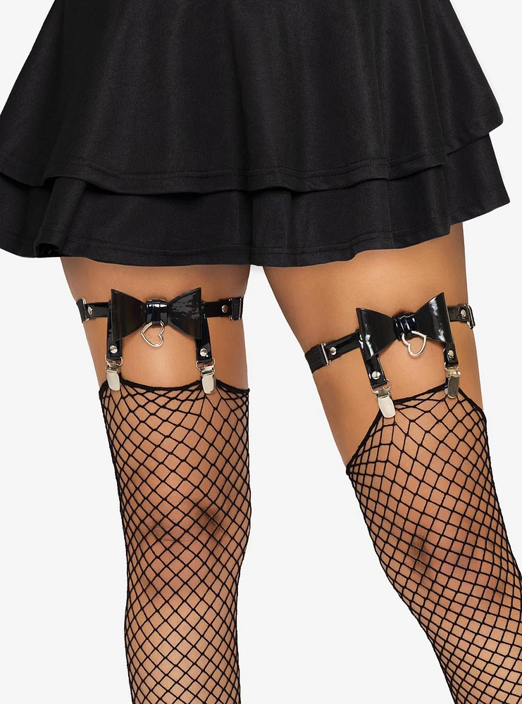 Bow & Heart Ring Accent Thigh High Garter