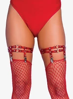 Iridescent Studded Mini Hearts Thigh High Garter