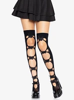 Opaque Net Cut-Out Butterfly Thigh Highs Black