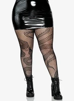 Snake Net Tights Black Plus Size