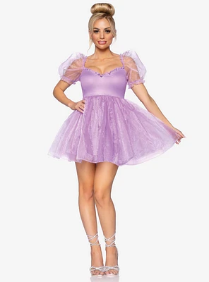 Frosted Organza Babydoll Dress Lavender