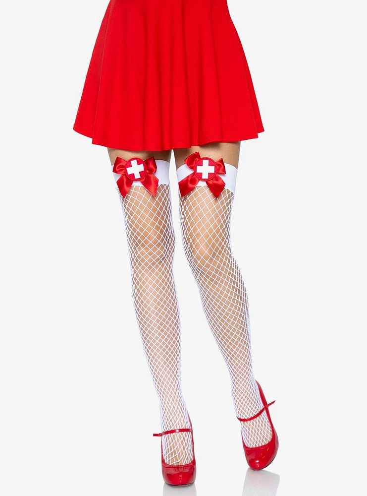 Bow Industrial Net Thigh Highs