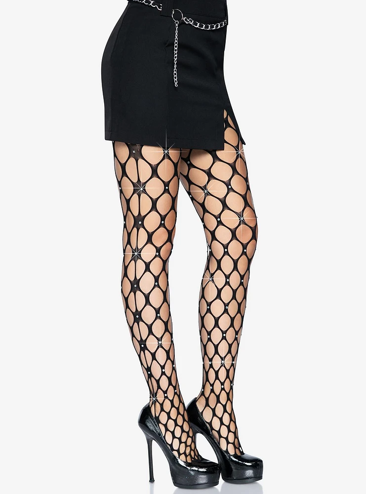 Rhinestone Jumbo Pothole Net Tights