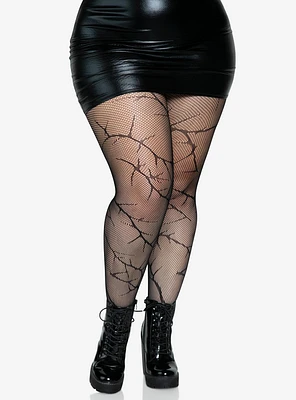 Cracked Fishnet Tights Plus Size