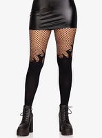 Opaque Flame With Fishnet Top Tights