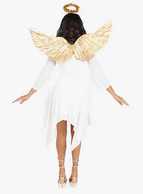 Metallic Angel Wings and Halo Headband Gold