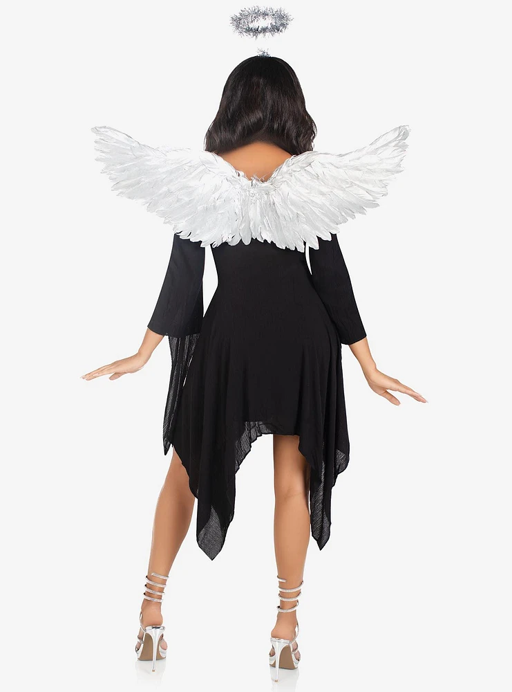 Metallic Angel Wings and Halo Headband Silver