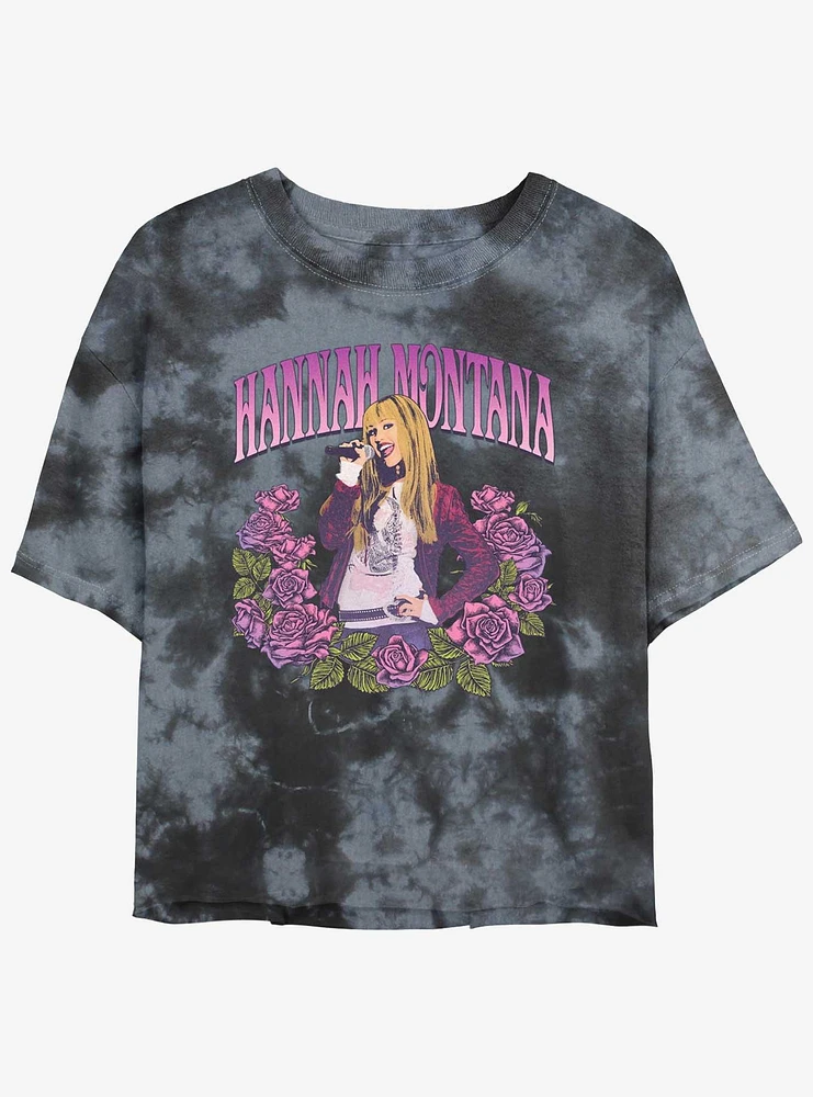 Disney Channel Hannah Montana Floral Pop Star Girls Tie-Dye Crop T-Shirt