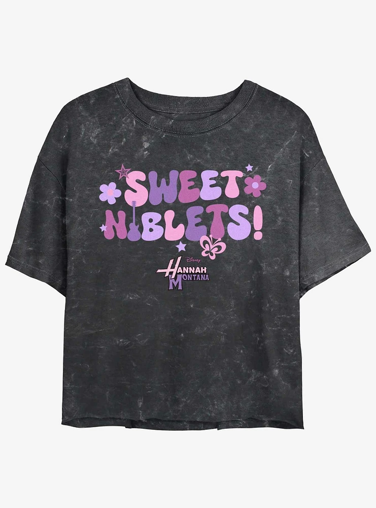 Disney Channel Hannah Montana Sweet Niblets Girls Mineral Wash Crop T-Shirt