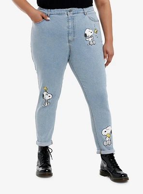 Peanuts Snoopy & Woodstock Mom Jeans Plus